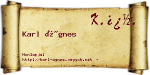 Karl Ágnes névjegykártya