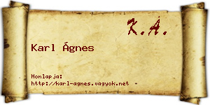 Karl Ágnes névjegykártya